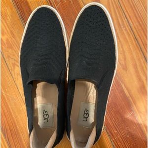 Women’s Ugg slip on black crochet sneaker. One of a kind shoe pairs w/anything.